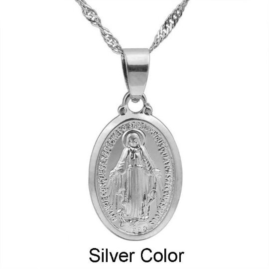 18K Gold Plated Virgin Mary Necklace / Gold Plated Religious Necklace / Christian Necklace / Baptism Jewelry / Virgin Mary Gift