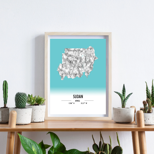 Map Poster Sudan / Sudan Map Print / Sudan Map Wall Art / Sudan Décor / Sudan Decoration / Sudan Gift / Anniversary Wedding Gift