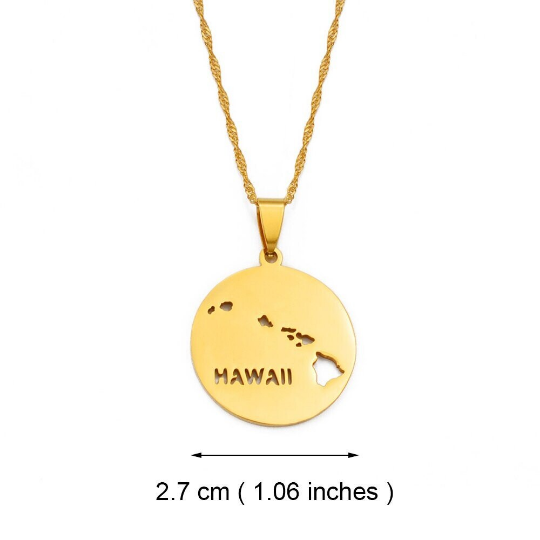 18k Gold Plated Hawaii Necklace - Hawaii Map Necklace - Hawaii Necklace - Hawaii Pride - Hawaii Jewelry - Hawaii Pendant - Hawaii Gifts