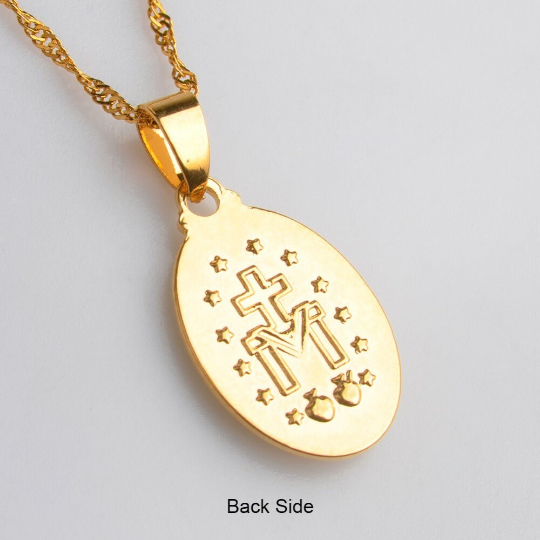 18K Gold Plated Virgin Mary Necklace / Gold Plated Religious Necklace / Christian Necklace / Baptism Jewelry / Virgin Mary Gift