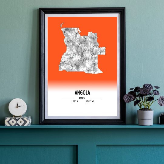 Map Poster Angola / Angola Map Print / Angola Map Wall Art / Angola Décor / Angola Decoration / Angola Gift / Anniversary Wedding Gift