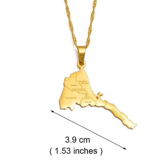 18K Gold Plated Eritrea Necklace, Eritrea Necklace, Eritrea Shirt, Eritrea Gift, Eritrea Pendant, Eritrea Charm, Eritrea Chain