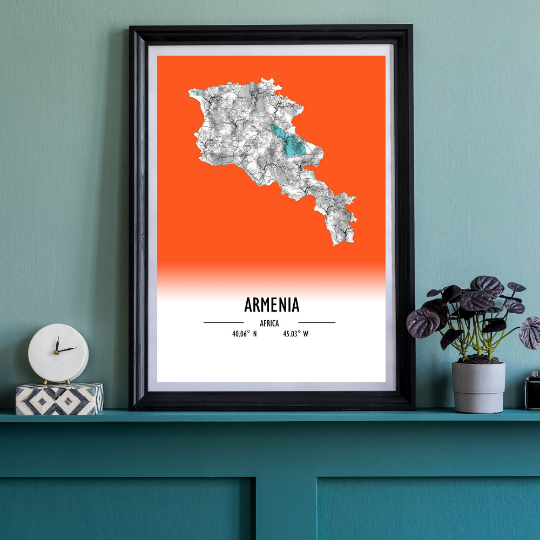 Map Poster Armenia / Armenia Map Print / Armenia Map Wall Art / Armenia Décor / Armenia Decoration / Armenia Gift / Anniversary Wedding Gift