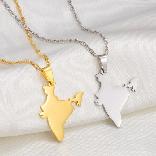 18K Gold Plated India Map Necklace