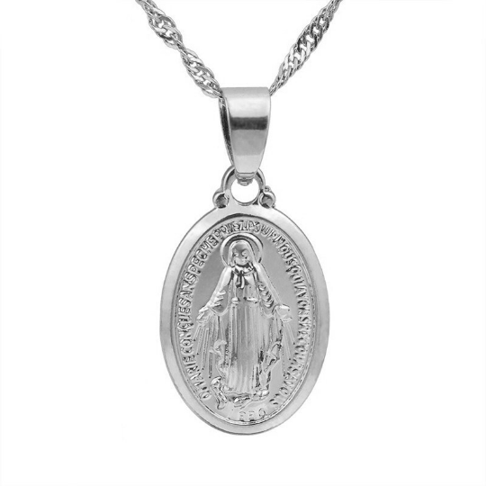 18K Gold Plated Virgin Mary Necklace / Gold Plated Religious Necklace / Christian Necklace / Baptism Jewelry / Virgin Mary Gift