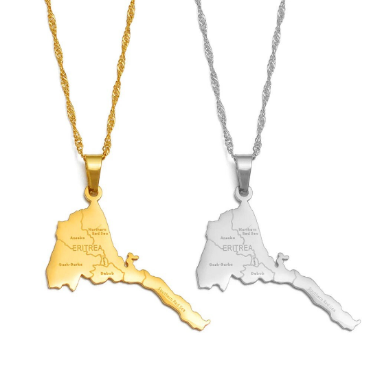 18K Gold Plated Eritrea Necklace, Eritrea Necklace, Eritrea Shirt, Eritrea Gift, Eritrea Pendant, Eritrea Charm, Eritrea Chain
