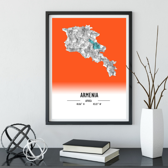 Map Poster Armenia / Armenia Map Print / Armenia Map Wall Art / Armenia Décor / Armenia Decoration / Armenia Gift / Anniversary Wedding Gift