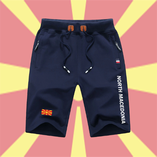 North Macedonia Shorts / North Macedonia Pants / North Macedonia Shorts Flag / North Macedonia Jersey / Grey Shorts / Black Shorts