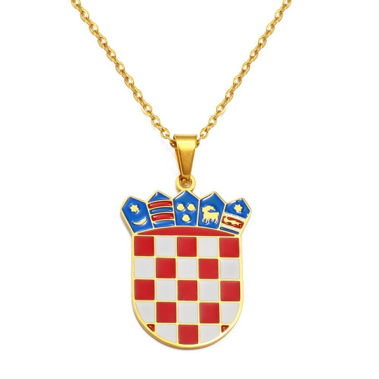 18k Gold Plated Croatia Map Necklace, Croatia Necklace, Croatia Flag, Croatia Jewelry, Croatia Pendant, Croatia Gifts, Croatia Earrings