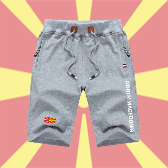 North Macedonia Shorts / North Macedonia Pants / North Macedonia Shorts Flag / North Macedonia Jersey / Grey Shorts / Black Shorts