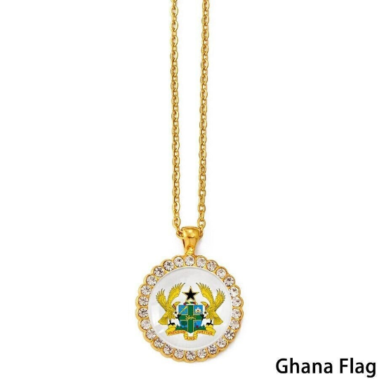 18k Gold Plated Ghana Colored Necklace