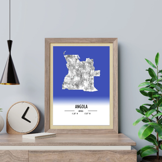 Map Poster Angola / Angola Map Print / Angola Map Wall Art / Angola Décor / Angola Decoration / Angola Gift / Anniversary Wedding Gift