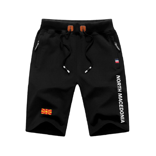 North Macedonia Shorts / North Macedonia Pants / North Macedonia Shorts Flag / North Macedonia Jersey / Grey Shorts / Black Shorts