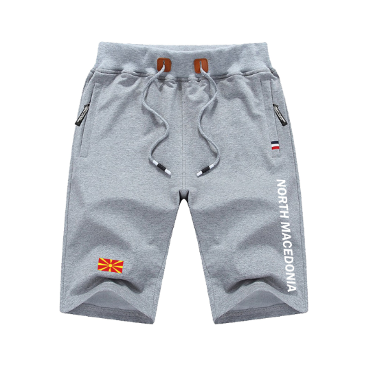 North Macedonia Shorts / North Macedonia Pants / North Macedonia Shorts Flag / North Macedonia Jersey / Grey Shorts / Black Shorts