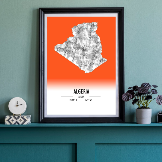 Map Poster Algeria / Algeria Map Print / Algeria Map Wall Art / Algeria Décor / Algeria Decoration / Algeria Gift / Anniversary Wedding Gift