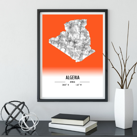 Map Poster Algeria / Algeria Map Print / Algeria Map Wall Art / Algeria Décor / Algeria Decoration / Algeria Gift / Anniversary Wedding Gift