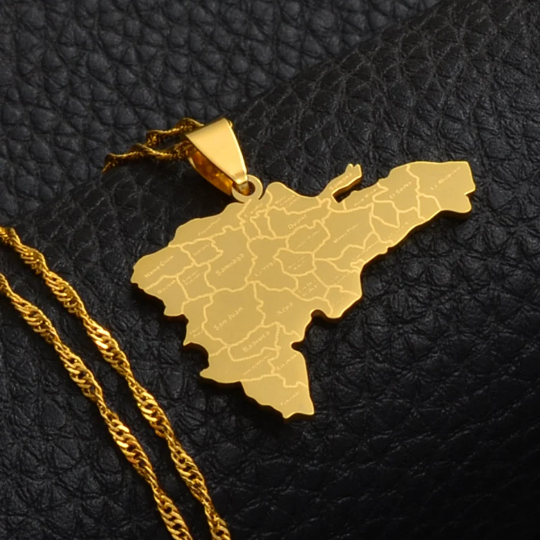 18K Gold Plated Dominican Republic Map Necklace