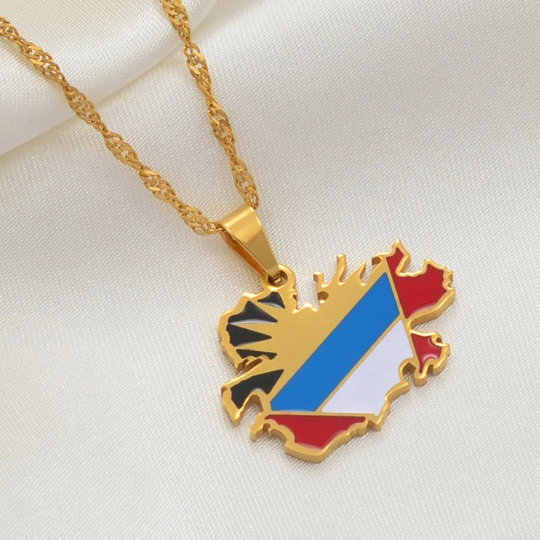 18K Gold Plated Antigua Necklace - Antigua Necklace - Antigua Gift - Antigua Pride - Antigua Jewelry