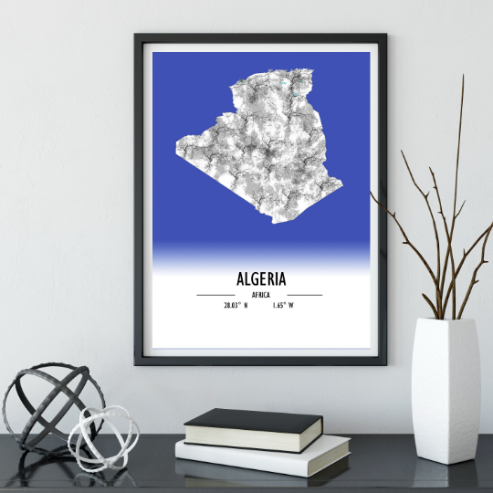 Map Poster Algeria / Algeria Map Print / Algeria Map Wall Art / Algeria Décor / Algeria Decoration / Algeria Gift / Anniversary Wedding Gift