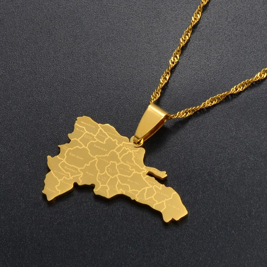 18K Gold Plated Dominican Republic Map Necklace