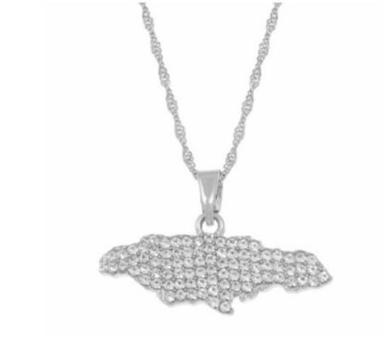 18K Gold Plated Jamaica Map Sparkle With Rhinestone