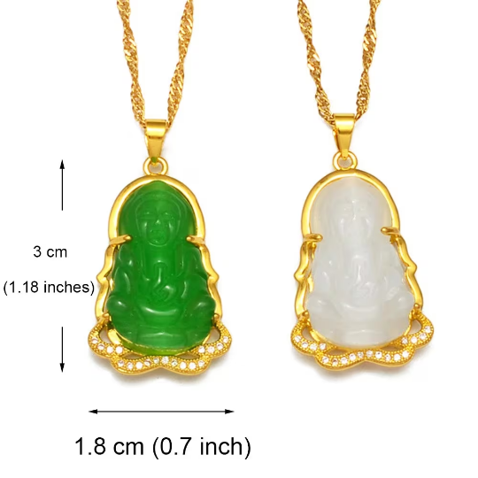 18K Gold Plated Buddha Charm Necklace / Clear Buddha Pendant / Buddhist Necklace / Buddha Jewelry / Guanyin Necklace / Buddha Amulet