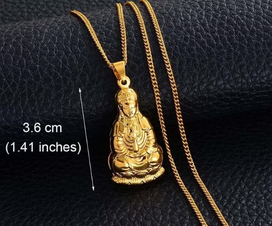 18K Gold Plated Buddha Charm Necklace / Clear Buddha Pendant / Buddhist Necklace / Buddha Jewelry / Guanyin Necklace / Buddha Amulet