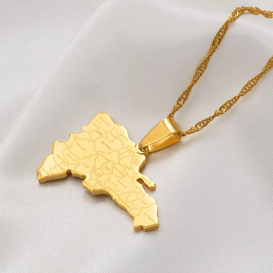 18K Gold Plated Dominican Republic Map Necklace