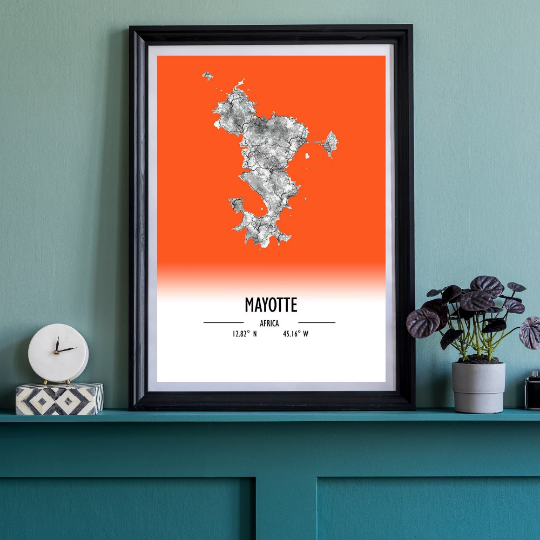 Map Poster Mayotte / Mayotte Map Print / Mayotte Map Wall Art / Mayotte Décor / Mayotte Decoration / Mayotte Gift / Anniversary Wedding Gift