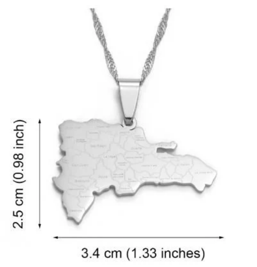 18K Gold Plated Dominican Republic Map Necklace