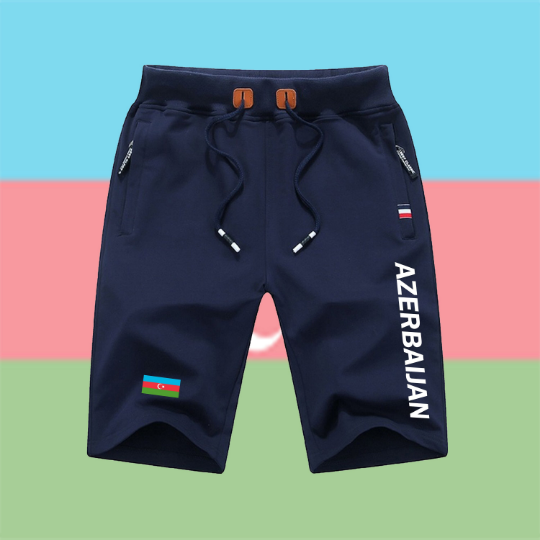 Azerbaijan Shorts / Azerbaijan Pants / Azerbaijan Shorts Flag / Azerbaijan Jersey / Grey Shorts / Black Shorts / Azerbaijan Poster