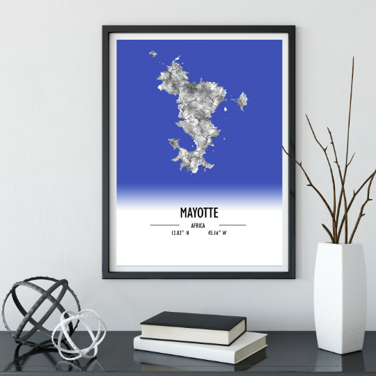 Map Poster Mayotte / Mayotte Map Print / Mayotte Map Wall Art / Mayotte Décor / Mayotte Decoration / Mayotte Gift / Anniversary Wedding Gift