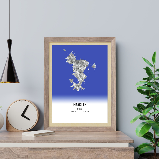 Map Poster Mayotte / Mayotte Map Print / Mayotte Map Wall Art / Mayotte Décor / Mayotte Decoration / Mayotte Gift / Anniversary Wedding Gift