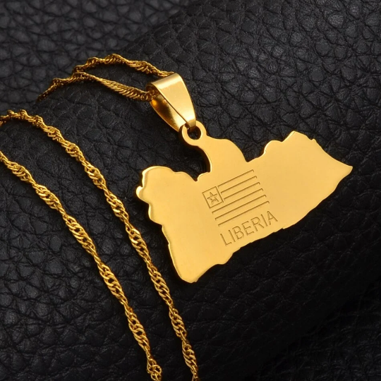 Liberia 18K Gold Plated Necklace / Liberia Jewelry / Liberia Pendant / Liberia Gift