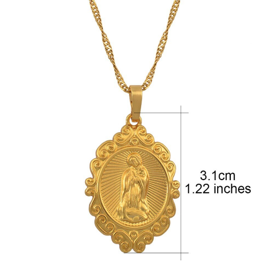 18K Gold Plated Virgin Mary Necklace / Gold Plated Religious Necklace / Christian Necklace / Baptism Jewelry / Virgin Mary Gift