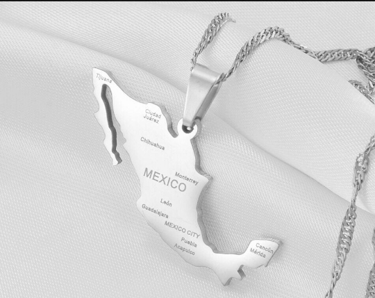 18k Gold Plated Mexico With City Map Necklace