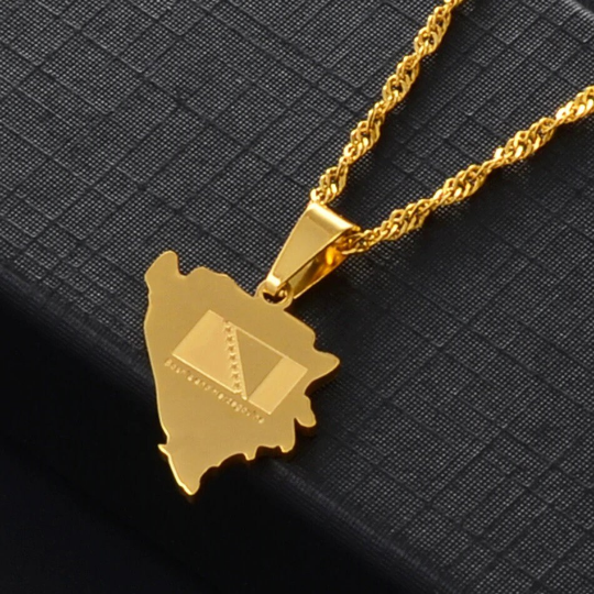 18K Gold Plated Bosnia And Herzegovina Necklace