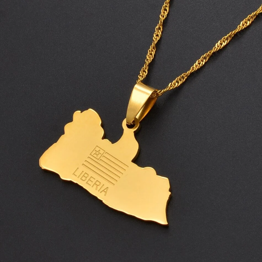 Liberia 18K Gold Plated Necklace / Liberia Jewelry / Liberia Pendant / Liberia Gift