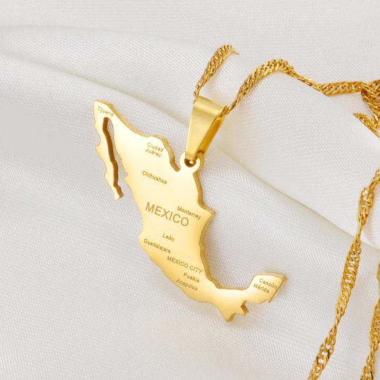 18k Gold Plated Mexico With City Map Necklace