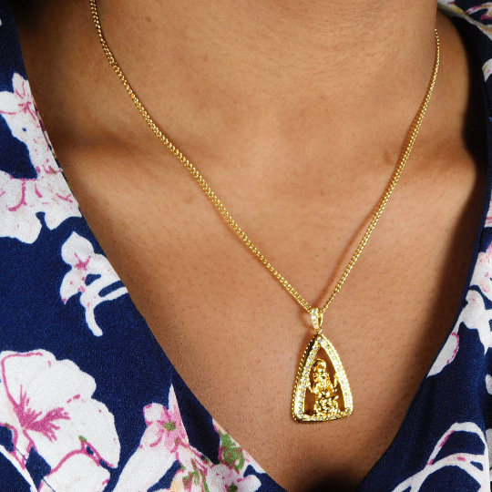 18K Gold Plated Hindu Necklace / Clear Hindu Pendant / Buddhist Necklace / Buddha Jewelry / Guanyin Necklace / Ganesha Pendant