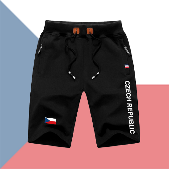 Czech Republic Shorts / Czech Republic Pants / Czech Republic Shorts Flag / Czech Republic Jersey / Grey Shorts / Black Shorts