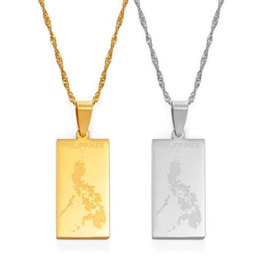 18k Gold Plated Philippines Necklace, Philippines Jewelry, Philippines Necklace, Philippines Jewelry, Philippines Earrings, Philippines Gift