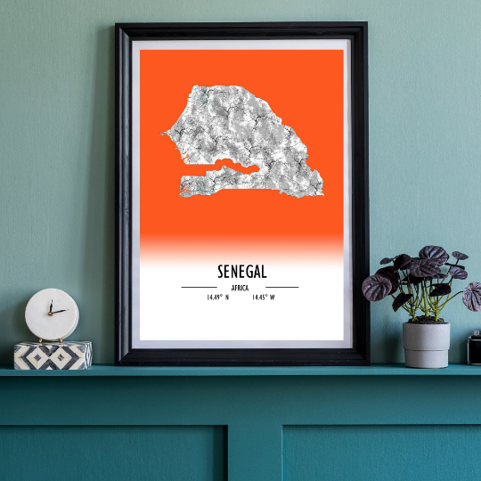 Map Poster Senegal / Senegal Map Print / Senegal Map Wall Art / Senegal Décor / Senegal Decoration / Senegal Gift / Anniversary Wedding Gift