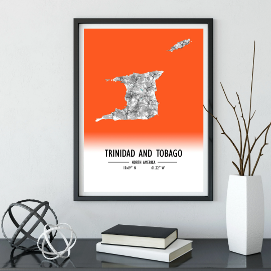 Map Poster Trinidad and Tobago / Trinidad and Tobago Map Print / Trinidad and Tobago Map Wall Art / Trinidad and Tobago Décor