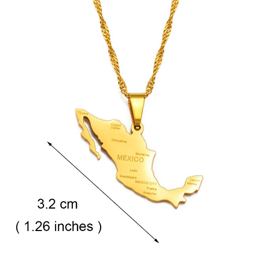 18k Gold Plated Mexico With City Map Necklace