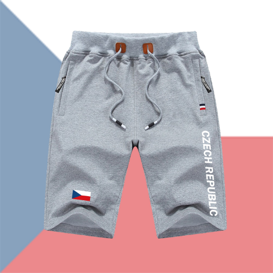 Czech Republic Shorts / Czech Republic Pants / Czech Republic Shorts Flag / Czech Republic Jersey / Grey Shorts / Black Shorts