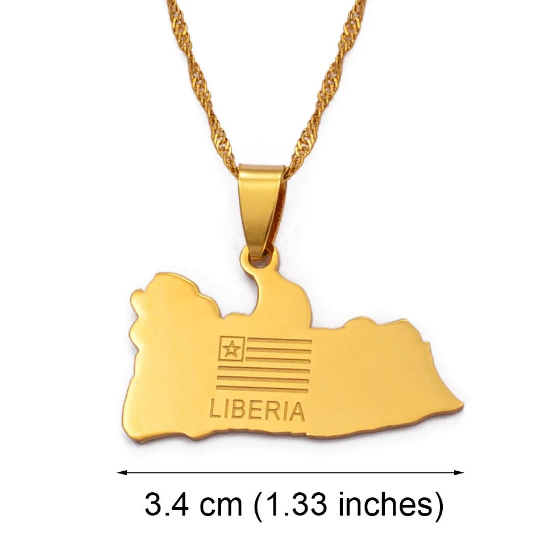 Liberia 18K Gold Plated Necklace / Liberia Jewelry / Liberia Pendant / Liberia Gift