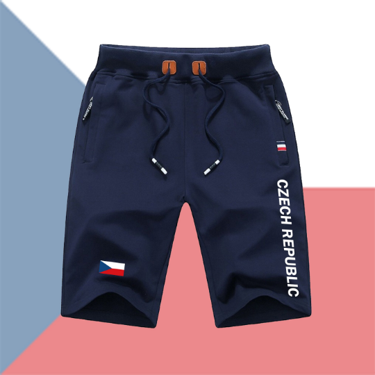 Czech Republic Shorts / Czech Republic Pants / Czech Republic Shorts Flag / Czech Republic Jersey / Grey Shorts / Black Shorts