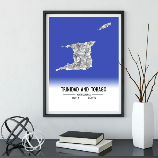 Map Poster Trinidad and Tobago / Trinidad and Tobago Map Print / Trinidad and Tobago Map Wall Art / Trinidad and Tobago Décor