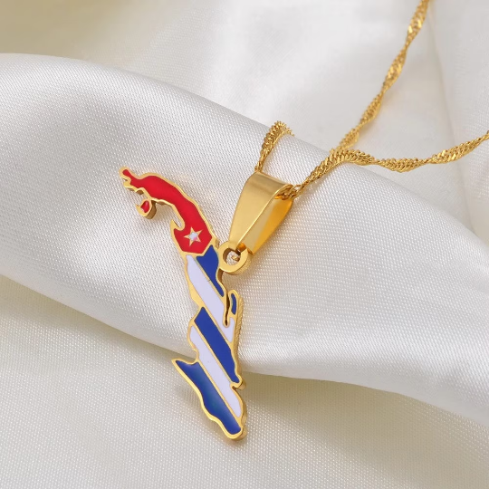 18k Gold Plated Cuba Map Necklace